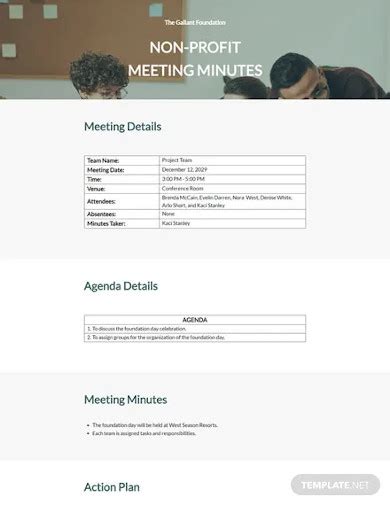 Free 10 Non Profit Meeting Minutes Samples Board Organization Annual