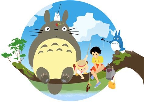 a quick vector i made in a couple of hours of totoro satsuki mei and the forest wood spirits