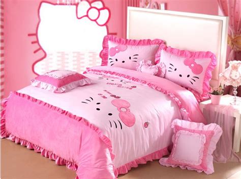 4pcs6pcs Pink Hello Kitty Queen Size Bedding Purple Comforter Bedding