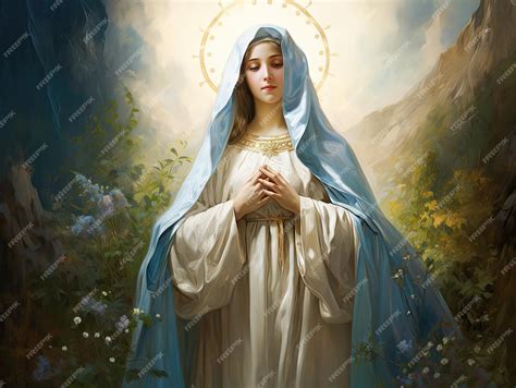 Premium Photo Beautiful Virgin Mary Painting Saint Mary Mother Of God Our Lady Oil Painting