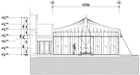 Cad Drawing Dwg 2d File Of The Tent House Elevation And Section Details
