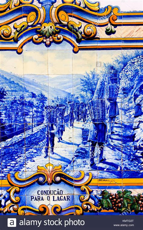 Tiles Azulejos At Railway Station Of Pinhao Douro Valley Portugal
