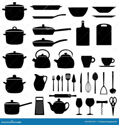 Set Of Kitchen Utensils Illustration Stock Vector Illustration Of