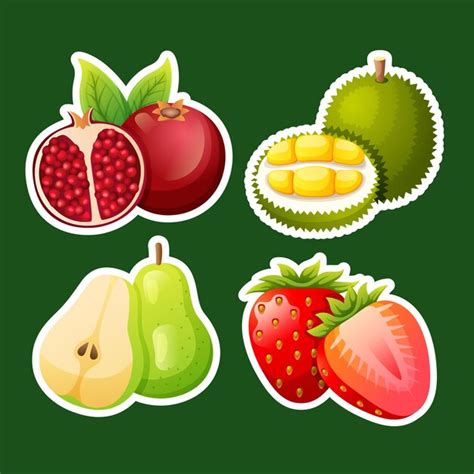 Premium Vector Set Sticker Fresh Fruit Design
