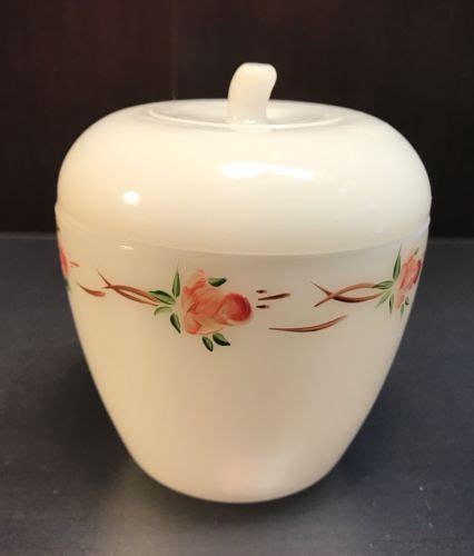Vintage Hazel Atlas Hand Painted White Milk Glass Apple Jam And Jelly