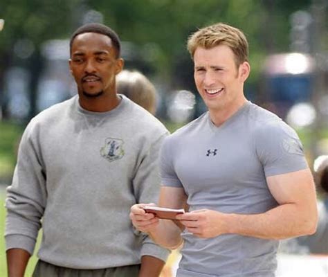 Chris Evans And Anthony Mackie On The Set Of Captain America The Winter Soldier Captain