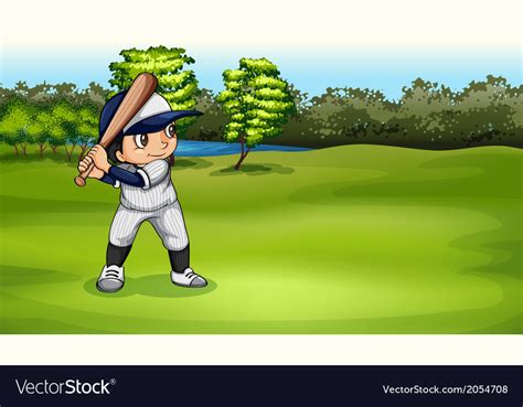 A Boy Playing Baseball Royalty Free Vector Image