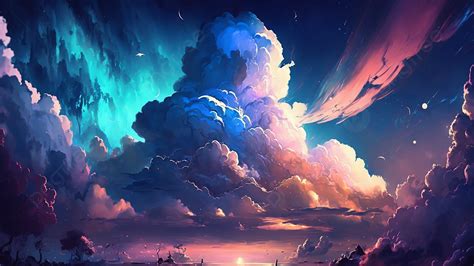 Sky Magic Colorful Sky Illustration Wind Clouds Background Magic