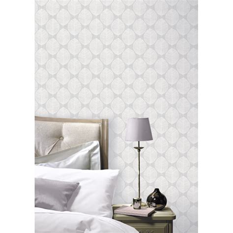 Grey Leaf Patterned Wallpaper Wallpaper Fads