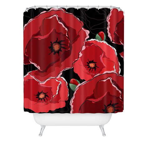 Red Poppies On Black Shower Curtain Belle13