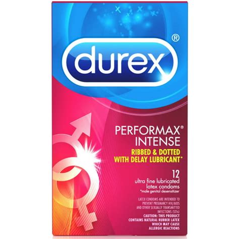 Durex Performax Intense Lubricated Ribbed Dotted Premium Condoms 12 Ct