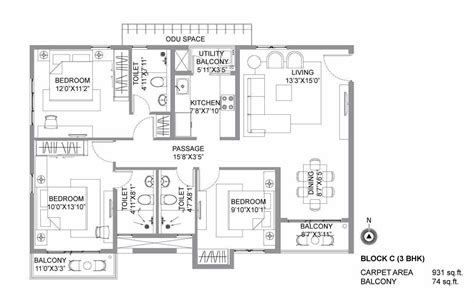 2 And 3 Bhk Apartment Floor Plan In 2021