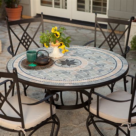 Whether you're looking for a round outdoor dining table or an entire set made for large gatherings, sam's club® has the outdoor furniture you need at affordable prices. Belham Living Barcelona 48 in. Round Mosaic Patio Dining ...
