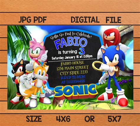 Sonic The Hedgehog Sonic Birthday Invitation Sonic Invite | Etsy