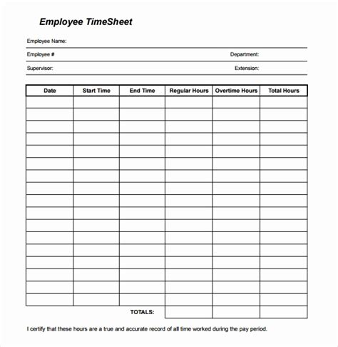 Printable Timesheet Monthly