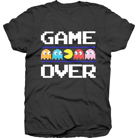 Pac Man Game Over Classic Official Pacman Namco Arcade Game Black Mens