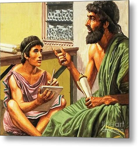 Athenian Metal Print Featuring The Painting Writing Lesson In Ancient