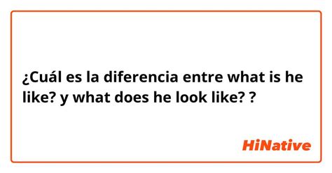 ¿cuál Es La Diferencia Entre What Is He Like Y What Does He Look