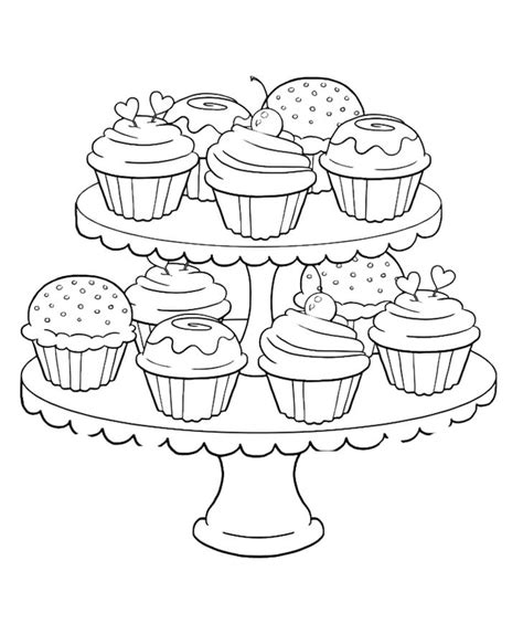 Printable Cupcakes Coloring Pages