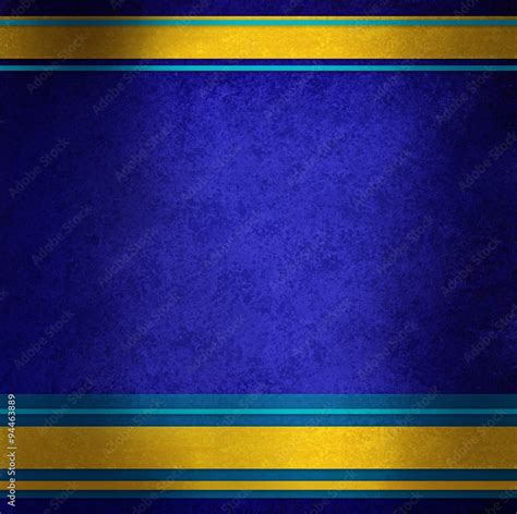 Elegant Blue Background With Gold Ribbons And Blue Stripes In Random
