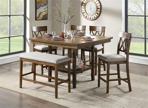 Transitional Burnished Oak Wood Counter Height Table Homelegance 5447