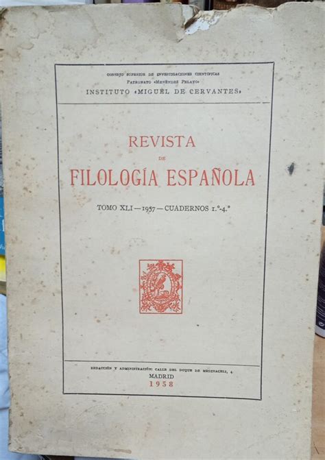 Revista de Filología Española Tomo XLI Instituto Miguel de Cervantes Bouquiniste