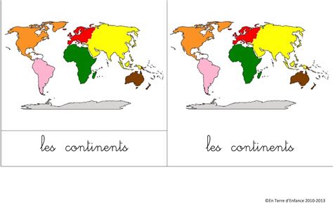 En Terre Denfance Cartes De Nomenclature Les Continents Géographie