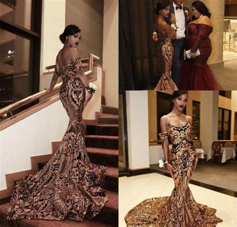 Sexy Luxury Prom Dresses 2019 African Black Girls Mermaid Off Shoulder