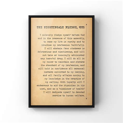 The Florence Nightingale Pledge 1935 The Nurses Pledge Etsy