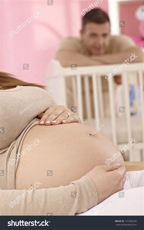 Closeup Photo Naked Pregnant Tummy Babys Stock Photo 137290250