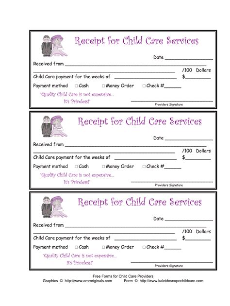 Child Care Receipt Template Fill Online Printable