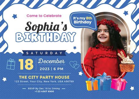 Kids Birthday Party Invitation Template Psd