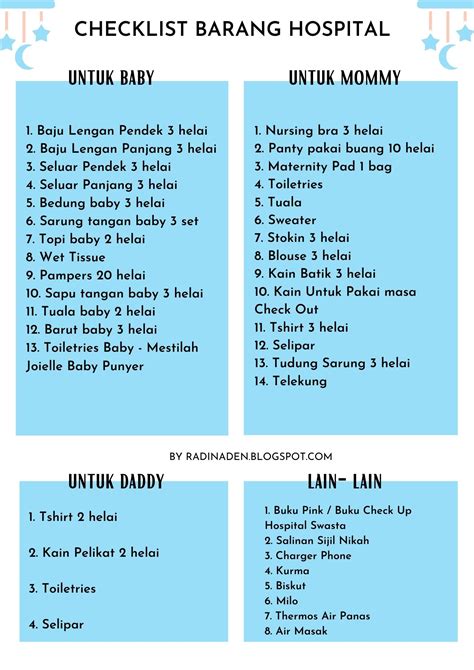 checklist persiapan bersalin - Colin Henderson