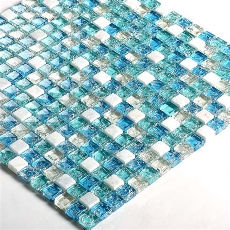 Blue Crystal Mosaic Tile Sheets 35 Stone And Glass Blend Mosaic Designs