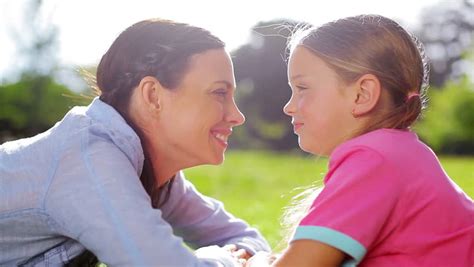 Mother Daughter Rubbing Their Noses Countryside Stock Footage Video