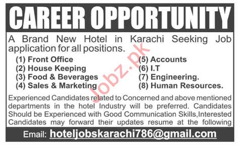 Accounts Officer Housekeeping Staff Jobs In Karachi Job