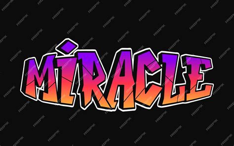 Premium Vector Miracle Word Trippy Psychedelic Graffiti Style Letters