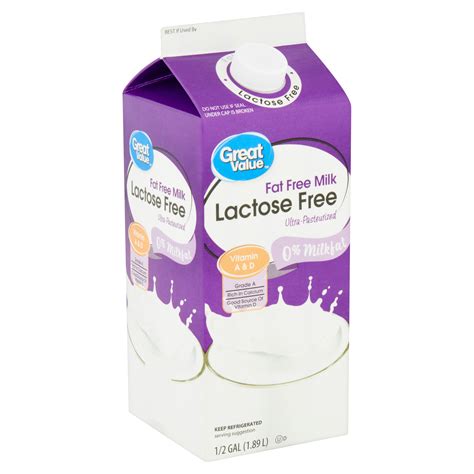 Hey lactose free milk lovers! Great Value Lactose Free Fat Free Milk, 1/2 gal - Walmart ...