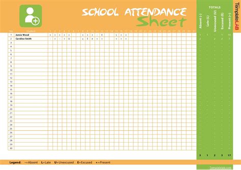 Sunday School Attendance Forms Printable