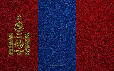 Flag Of Mongolia Asphalt Texture Flag On Asphalt Mongolia Flag Asia