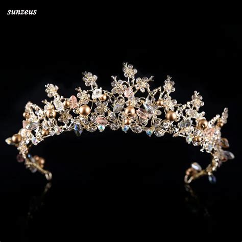 Buy Gold Baroque Bridal Crown Beautiful Flowers Branch