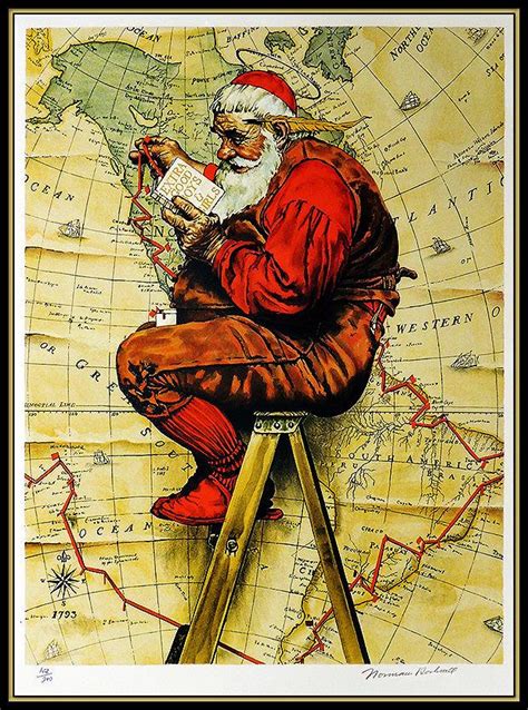 Norman Rockwell Saturday Evening Post Lithograph Santa Claus Large