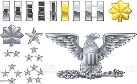 American Army Officer Ranks Insignia Icons Stock Illustration