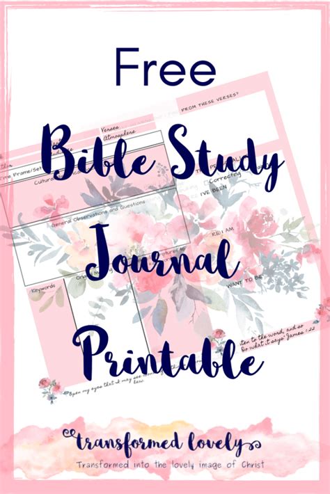 Free Bible Study Journal Printable Transformedlovely Free Bible