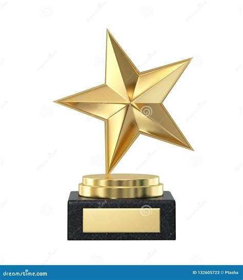 Golden Star Trophy Award Isolated On White Clipping Path Included