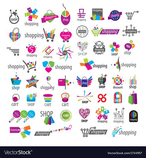 Large Collection Of Logos And Shopping Royalty Free Vector
