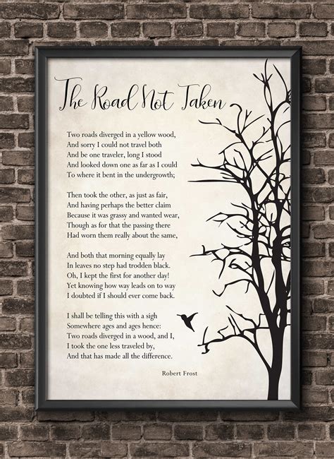 Robert Frost Poem Art Print The Road Not Taken Poem Poster Etsy