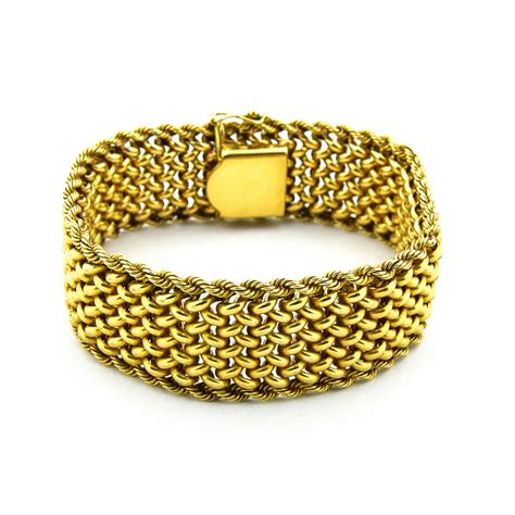 14k Yellow Gold 5260 Grams Woven Style Wide Bracelet Property Room