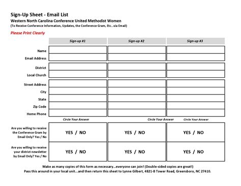 30 Best Email Sign Up Sheet Templates Wordexcel