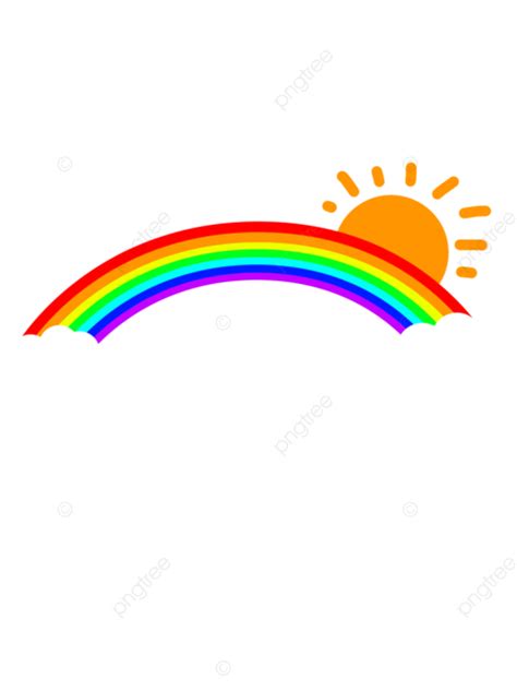 Cartoon White Cloud Sun Rainbow Education Simple Rainbow Png